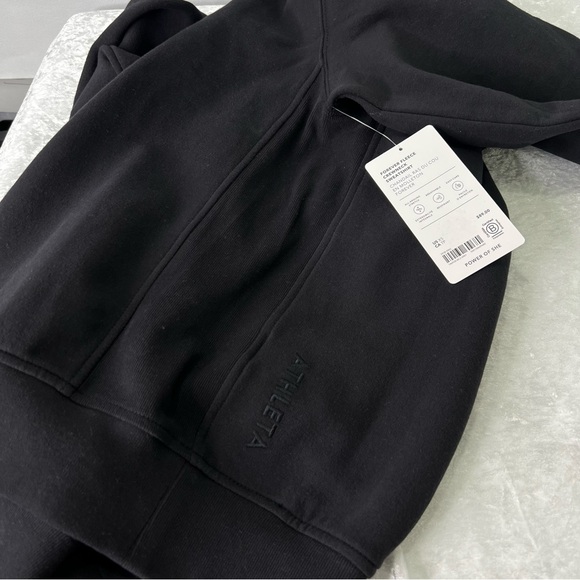 Athleta Forever Fleece Crewneck “Power of She” Sweatshirt Size X-Small Black - Picture 9 of 10